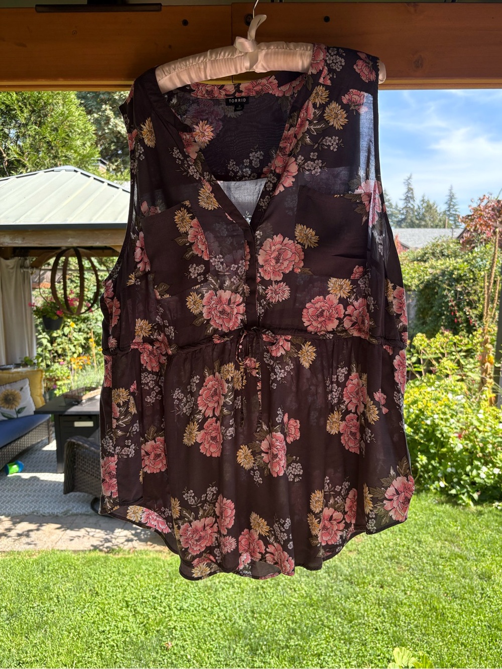 Grey floral babydoll shirt